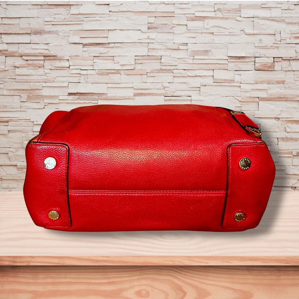 MICHAEL KORS Riley Chili Red Pebbled Leather Satchel - Picture 5 of 6